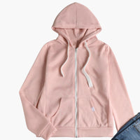 Damen Hoodie mit Frontreißverschluss und Kängurutasche – Rosa