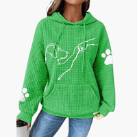 Damen Hoodie mit Hundemotiv und Kängurutasche – Grün