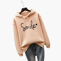 Damen Hoodie mit Kapuze und Frontprint – Beige