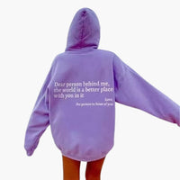 Damen Hoodie mit Rückendruck und Kapuze – Lila