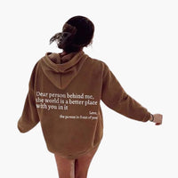 Damen Hoodie mit Rückendruck und Kapuze – Braun