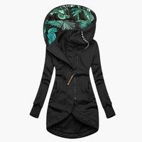 Damen Kapuzenjacke mit asymmetrischem Reißverschluss und Fronttaschen – Schwarz