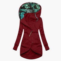 Damen Kapuzenjacke mit asymmetrischem Reißverschluss und Fronttaschen – Rot