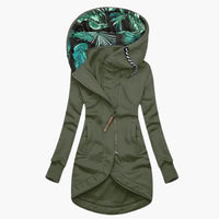 Damen Kapuzenjacke mit asymmetrischem Reißverschluss und Fronttaschen – Grün