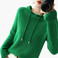 Damen Kapuzenpullover Strick mit Kapuze und langen Ärmeln – Grün