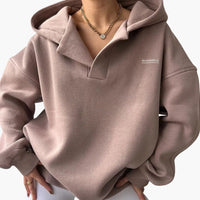 Damen Kapuzenpullover mit Kapuze und überschnittenen Schultern – Rosa