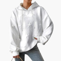 Damen Kapuzen pullover mit Kordelzugkapuze und langen Ärmeln – Weiß