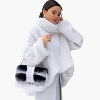Damen Oversize Strickpullover mit Rollkragen – Weiß