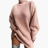 Damen Oversize Rollkragenpullover mit langen Ärmeln – Rosa