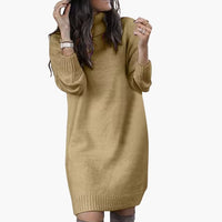 Damen Pulloverkleid mit Rollkragen – Khaki