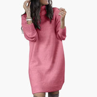 Damen Pulloverkleid mit Rollkragen – Rosa