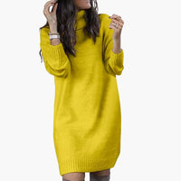 Damen Pulloverkleid mit Rollkragen – Gelb