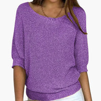 Damen Pullover mit Dreiviertel Ärmeln – Lila