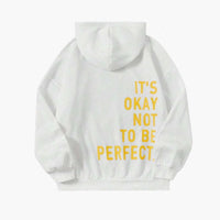 Damen Text Print Hoodie mit Kordelkapuze – Weiß