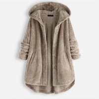 Kapuzenmantel für Damen aus Cord – Beige