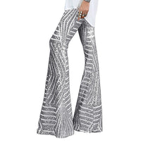 Damen Ausgestellte Paillettenhose Festlich Polyester Glänzend – Grau