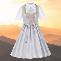 Damen Elegantes Spitzen Dirndlkleid | Midi – Hellgrau