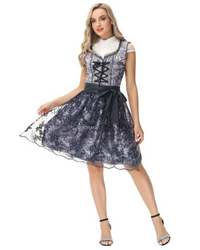 Damen Klassisches Bedrucktes Dirndlkleid | Mini – Schwarz