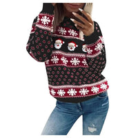 Damen Festlicher Weihnachtspullover Warm Hochwertiges Material – Schwarz