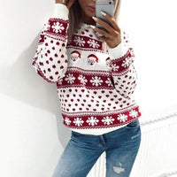 Damen Festlicher Weihnachtspullover Warm Hochwertiges Material – Weiß