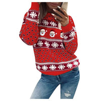 Damen Festlicher Weihnachtspullover Warm Hochwertiges Material – Rot