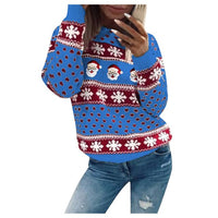 Damen Festlicher Weihnachtspullover Warm Hochwertiges Material – Blau