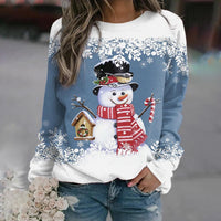 Festliches Weihnachts-Langarmshirt für Damen – Blau