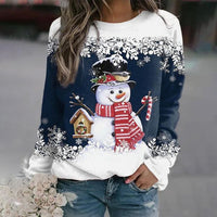 Festliches Weihnachts-Langarmshirt für Damen – Dunkelblau