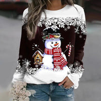 Festliches Weihnachts-Langarmshirt für Damen – Dunkelbraun