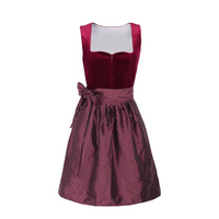 Damen Elegantes Kontrast Dirndl Kleid | Festlich Midi – Rot