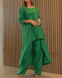 Damen Loungewear-Set mit luftigem Top und High-Waist-Hose – entspannt für den Sommer – Grün