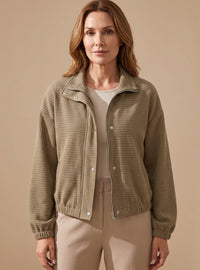 Damen Kurze Jacke mit Waffelstruktur und Stehkragen für Übergangszeit – Braun