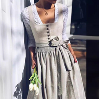 Damen Modernes Elegantes Trachtenkleid | Midi Dirndl Kleid – Weiß