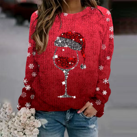 Damen Pullover Festlich Gemütlich Strickmaterial – Rot