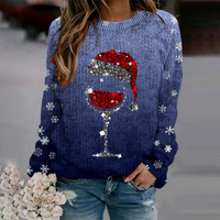 Damen Pullover Festlich Gemütlich Strickmaterial – Dunkelblau