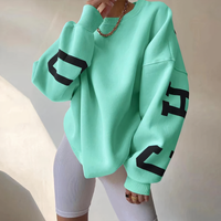 Damen Pullover mit Buchstabenaufdruck und Langarm – Hellgrün