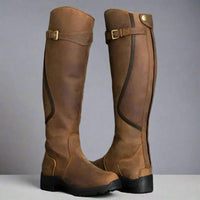 Damen Reitstiefel Ergonomisch Kunstleder Sportlich-Klassisch – Braun