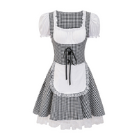 Damen Dirndl im Landhausstil | Trachtenkleid mit Bluse und Schnürung – Schwarz