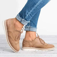 Damen Elegant Sommer Sneaker im Brogue-Stil – Khaki