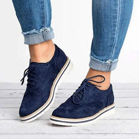 Damen Elegant Sommer Sneaker im Brogue-Stil – Blau