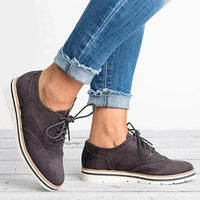 Damen Elegant Sommer Sneaker im Brogue-Stil – Grau