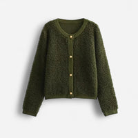 Strickjacke mit Knöpfen und Rundhalskragen | Kurz – Grün