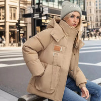 Damenjacke Daunen Warm Stilvoll Winddicht – Khaki