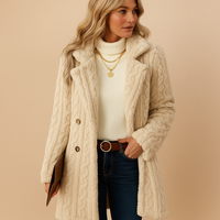 Damenjacke Tailliert Elegant Winterjacke Warm – Aprikose