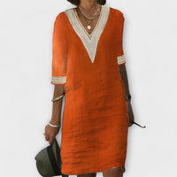 Sommerkleid Damen – Luftiges Leinenkleid aus Baumwolle – Orange