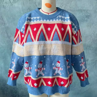 Damenpullover Festlich Gemütlich Acrylmischung für Weihnachtsfeiern – Blau