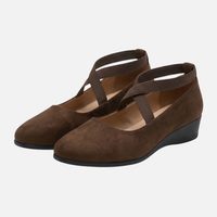 Ortrud | Damen Schuhe Keilabsatz Geschlossene Spitze – Keil Pumps Spitze Damen – Braun