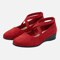 Ortrud | Damen Schuhe Keilabsatz Geschlossene Spitze – Keil Pumps Spitze Damen – Rot