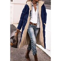 Stilvoller langer Mantel für Damen, Teddy Coat – Marine
