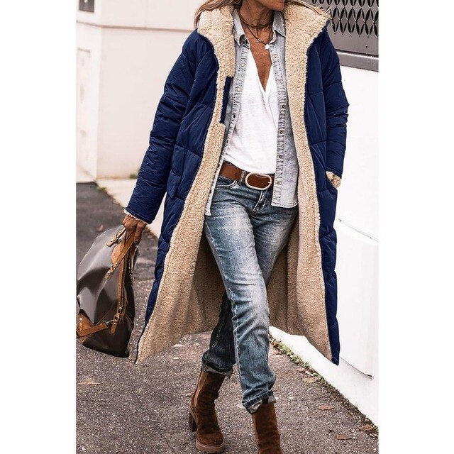 Leyveria | Fleece & Lässiger Kapuzenmantel – Blau